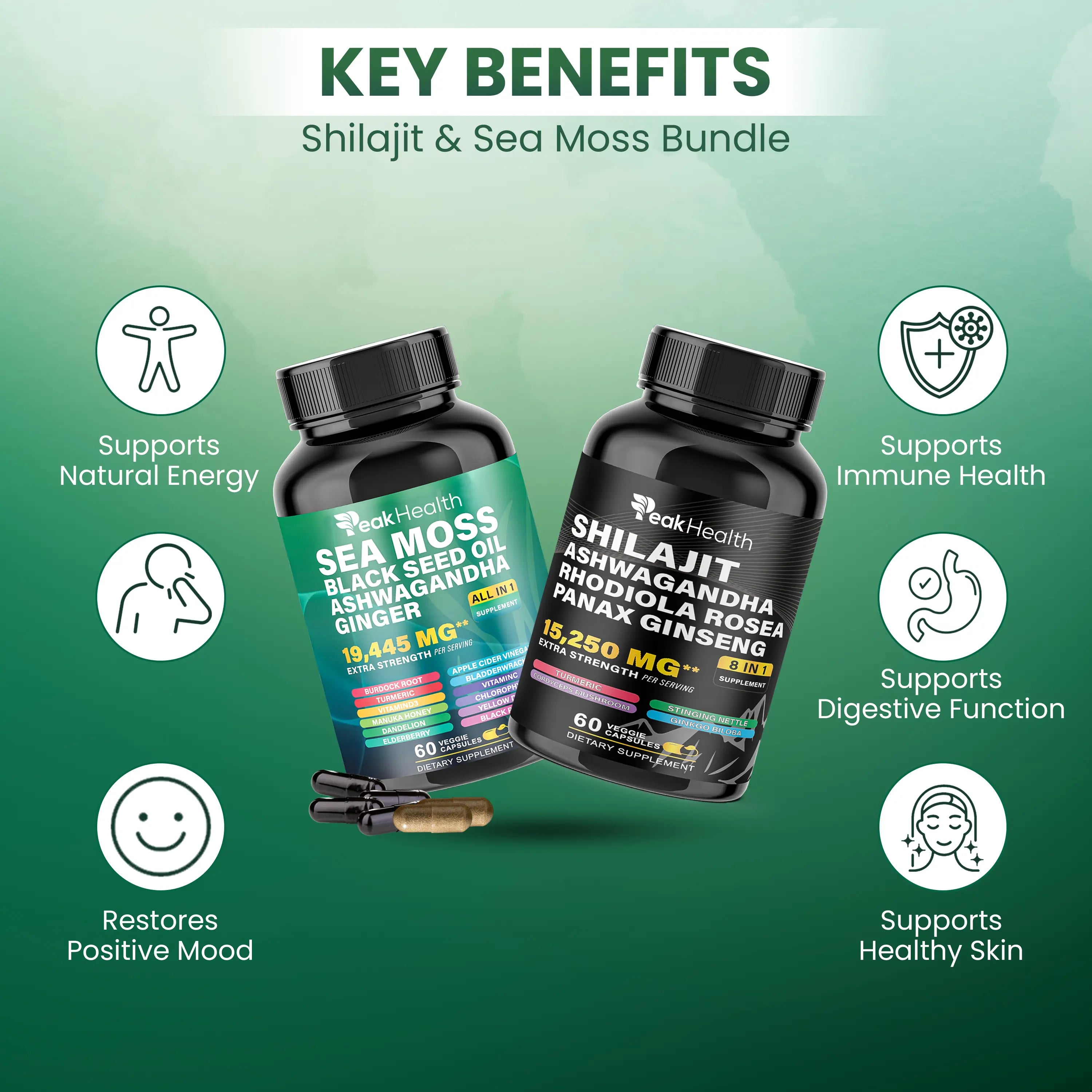 Sea Moss & Shilajit Dynamic Vitality Bundle - 60 Count